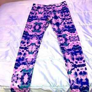 Purple flower workout pants